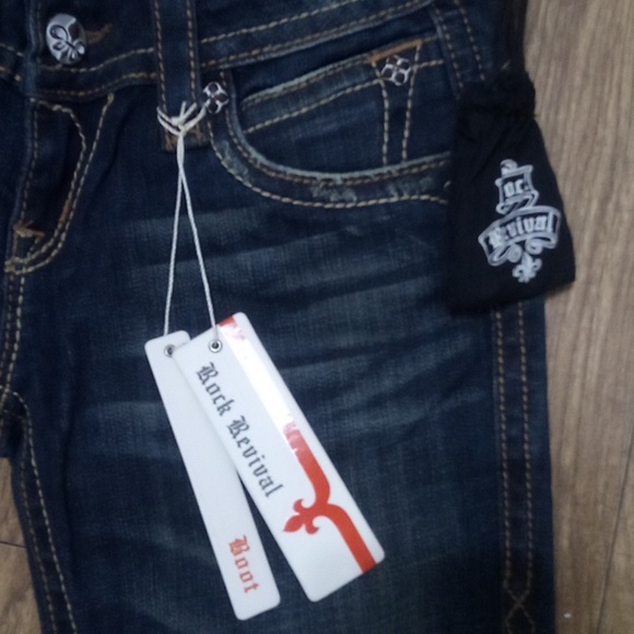 Rock Revival Women's 26 Bootcut Patti Dark Flap Pockets Distressed - Picture 7 of 13